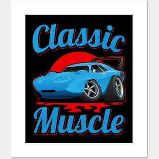 Classic Muscle Car Hot Rod Cartoon Posters and Art